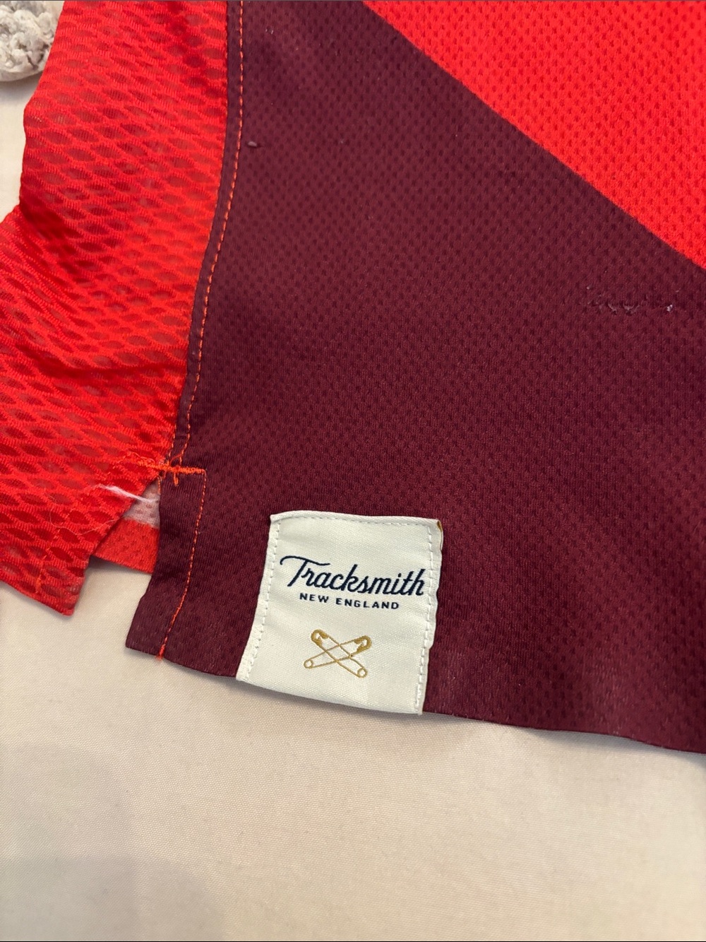 Tracksmith Red & White London Racerback Mesh Tank - Picture 4 of 5